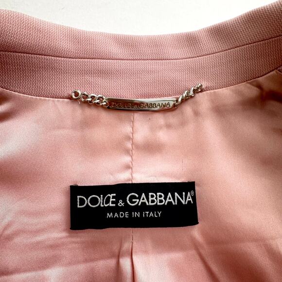 Dolce and Gabbana Single-Breasted Wool Crepe Jacket Blazer Light Pink 38 (US 2) - Picture 9 of 14
